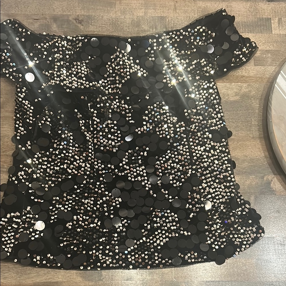Adrianna Papell Black Sequin Blouse